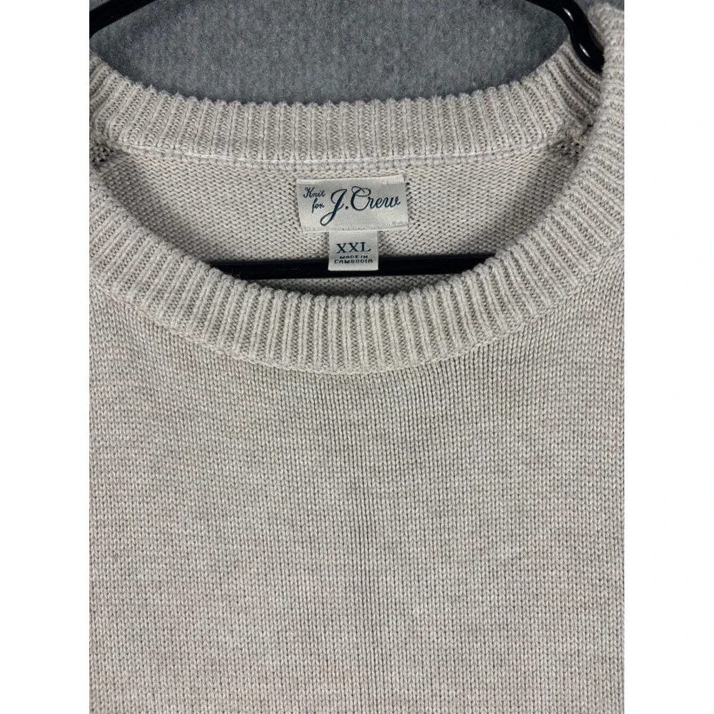 J. Crew Mens XXL Beige‎ Cotton Crewneck Knit Sweater BI841 HO23 Tan Long Sleeve